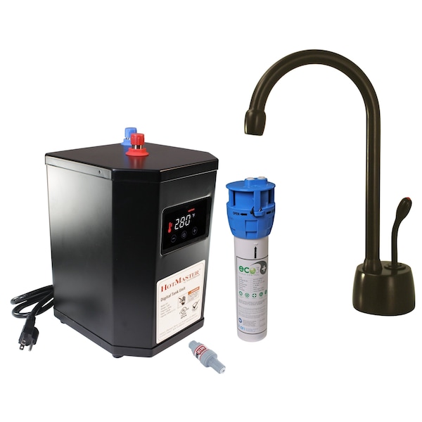 Westbrass Develosah 9" 1-Handle Hot Water Dispenser Faucet with Heating Tank and Filter Unit, Oil Rubbed Bronze DT1F271-12 - main